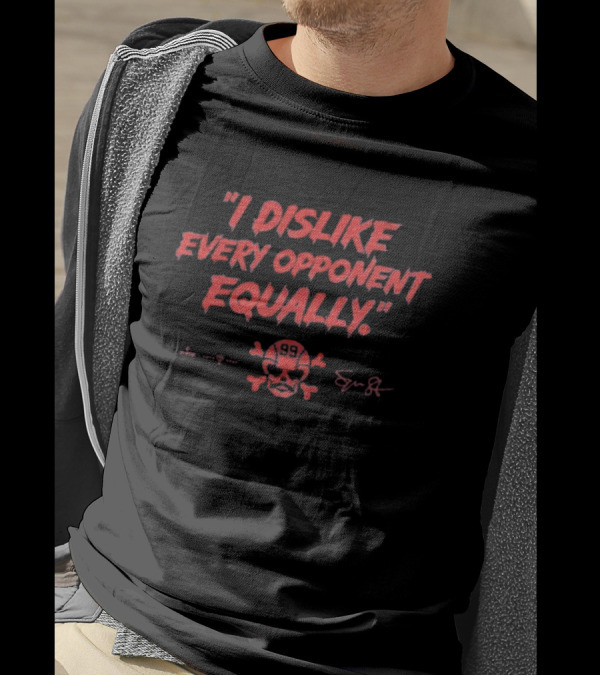 "I Dislike Every Opponent Equally Spencer Strider Skull And Crossbones Signature" T-Shirt