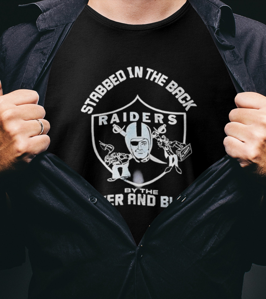 Stabbed In The Back Raiders Silver And Black T-Shirt