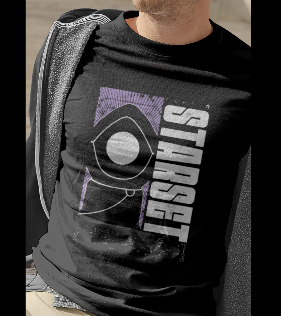 Starset Echo Purple Hooded Figure Bold White Text T-Shirt