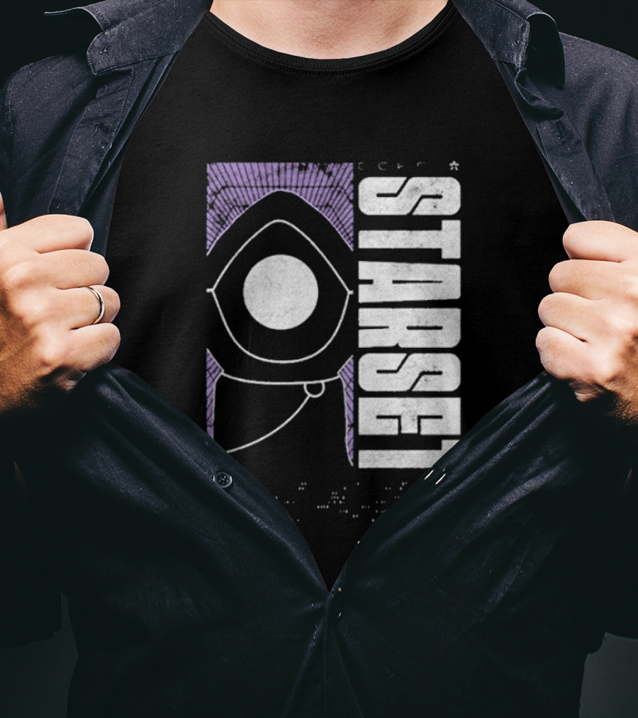 Starset Echo Purple Hooded Figure Bold White Text T-Shirt