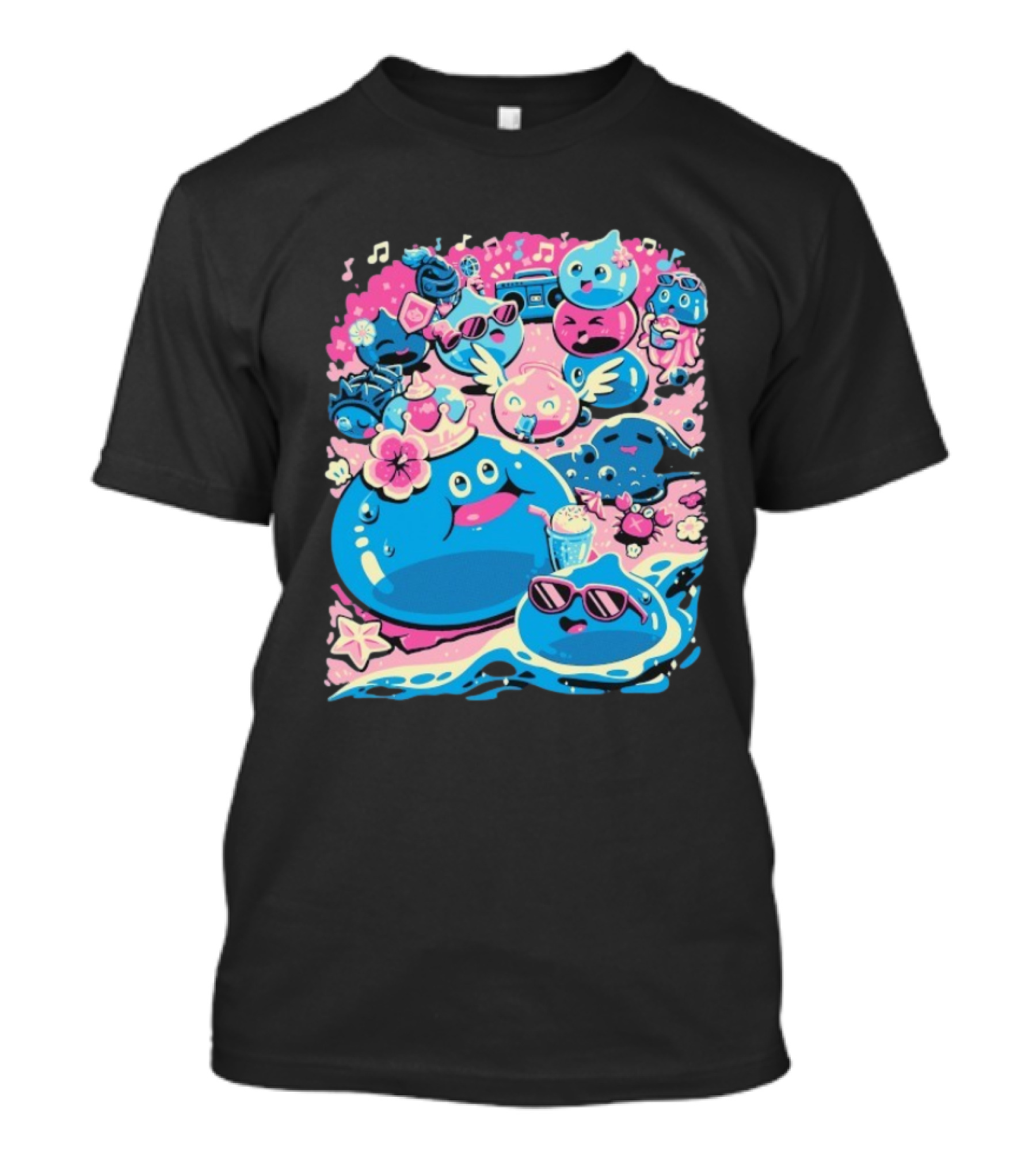 Summer Slimes Cute Blue And Pink Watercolor Style Festival Fun T-Shirt