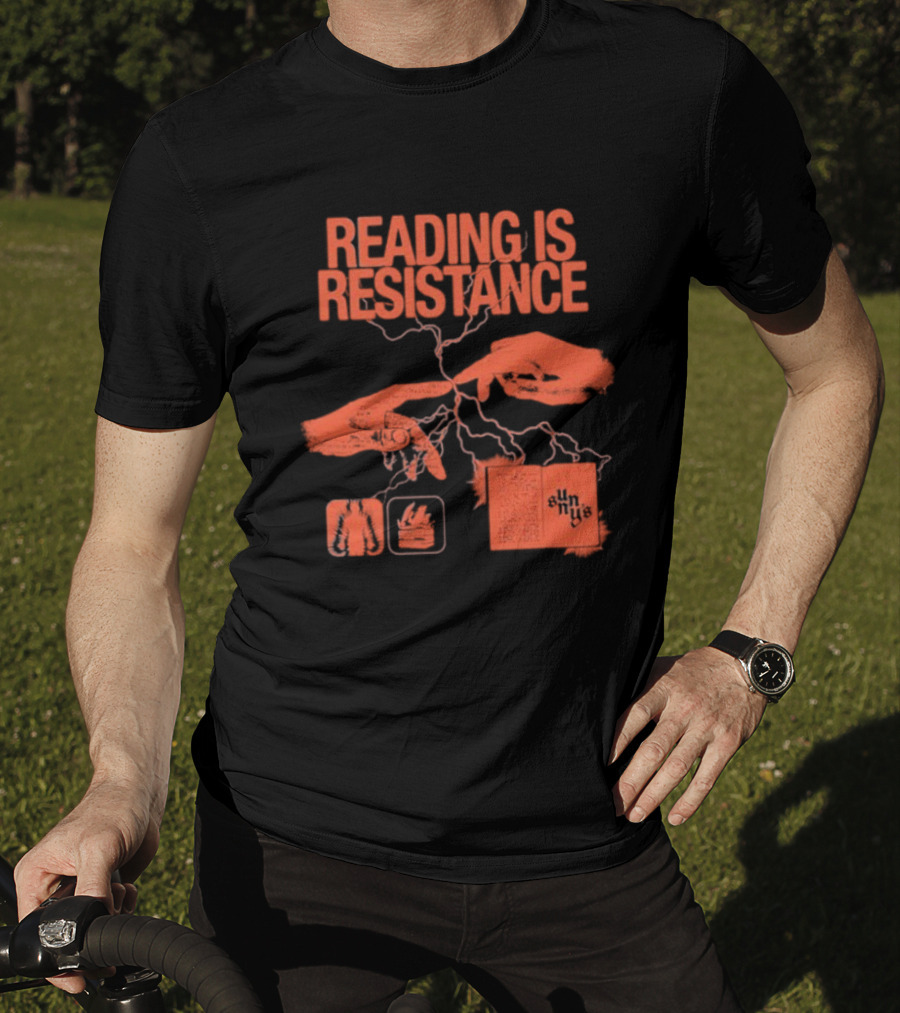 Sunnys Book Truck Reading Is Resistance With Hands And Open Books T-Shirt