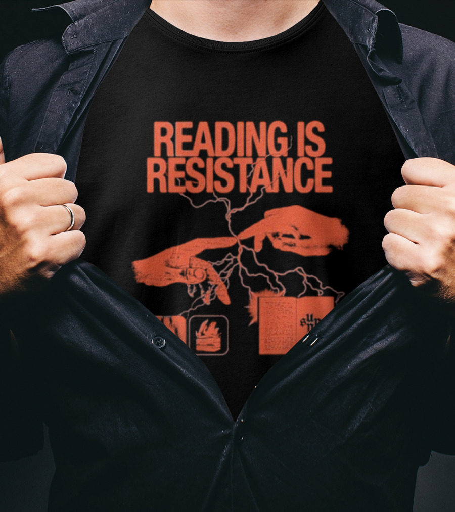 Sunnys Book Truck Reading Is Resistance With Hands And Open Books T-Shirt