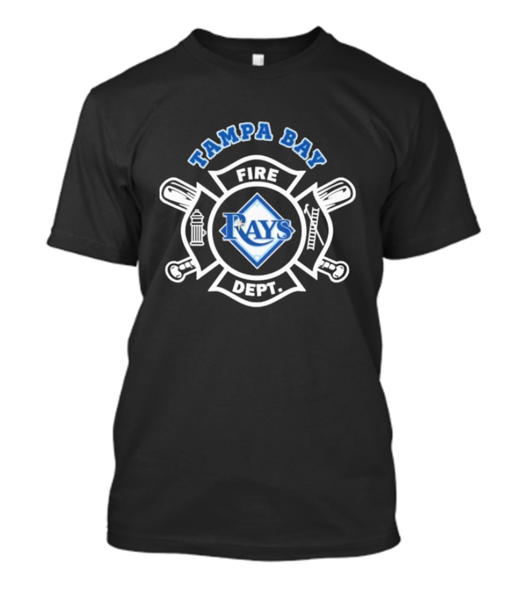 Tampa Bay Rays Fire Dept Firefighters Logo With Firefighter Emblem And Tools T-Shirt