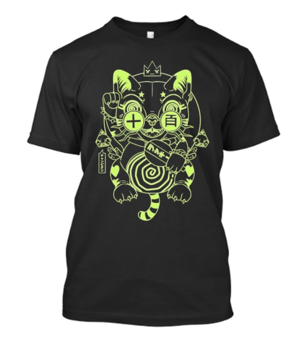 Ten Hundred Blind Luck Maneki Neko Neon Cat T-Shirt