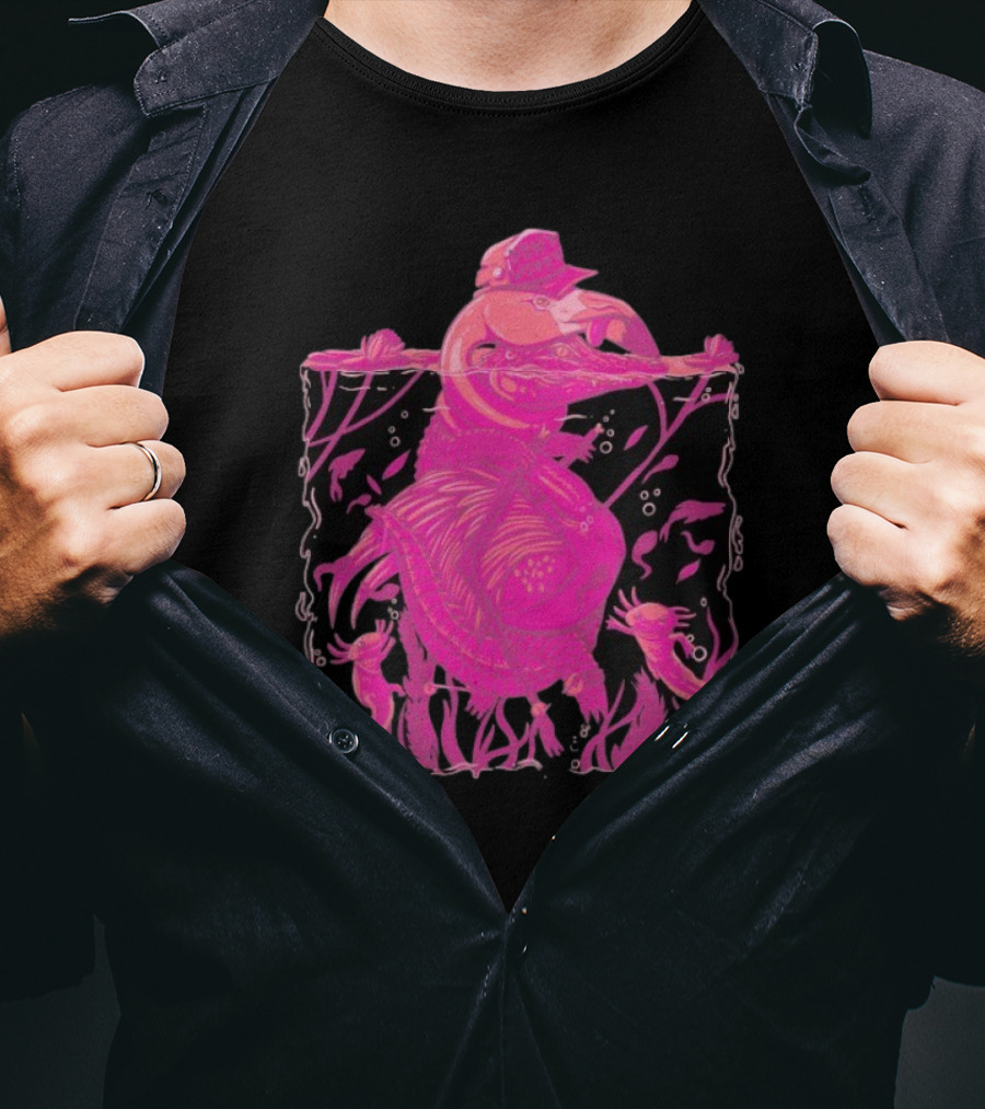 Ten Hundred Clever Girl Pink Dinosaur With Hat Underwater Artwork T-Shirt