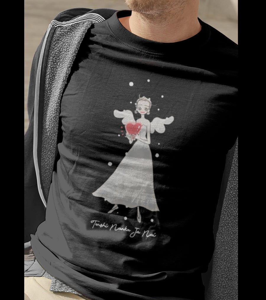 Tenshi Nanka Ja Nai Angel Illustration Holding Heart T-Shirt