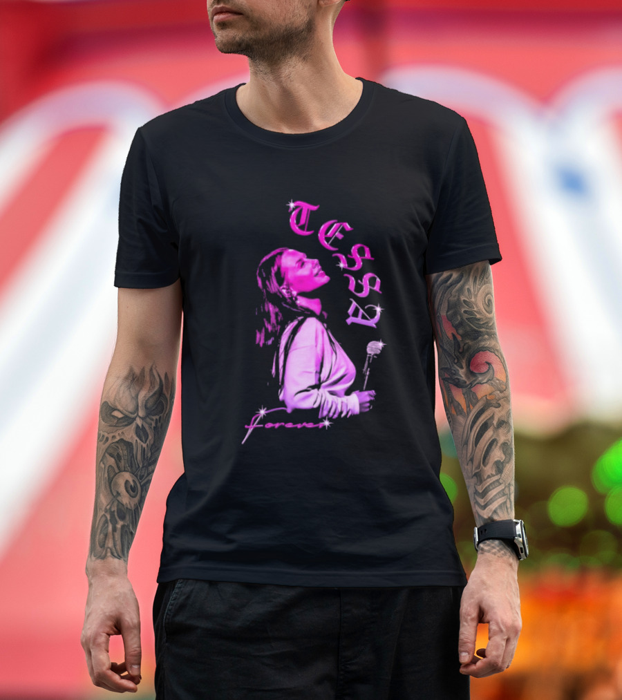 Tessa Forever Økologisk Pink Silhouette with Rose and Stars T-Shirt