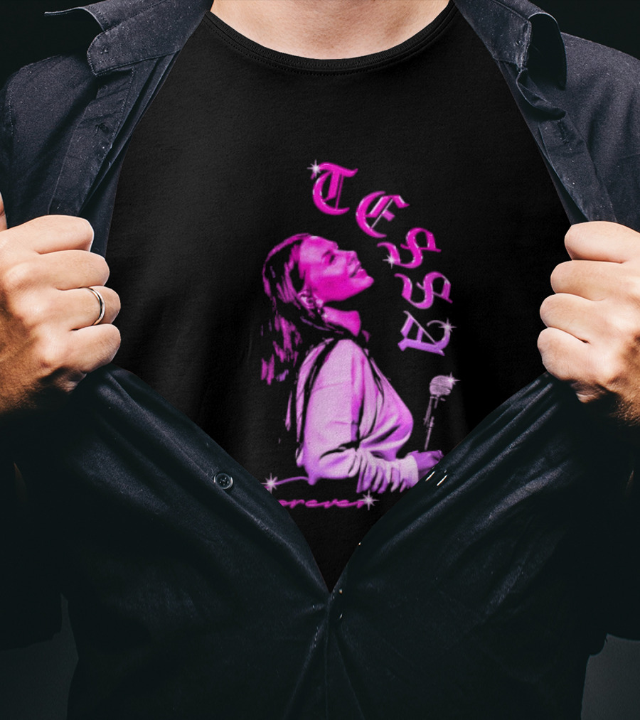 Tessa Forever Økologisk Pink Silhouette With Rose And Stars T-Shirt