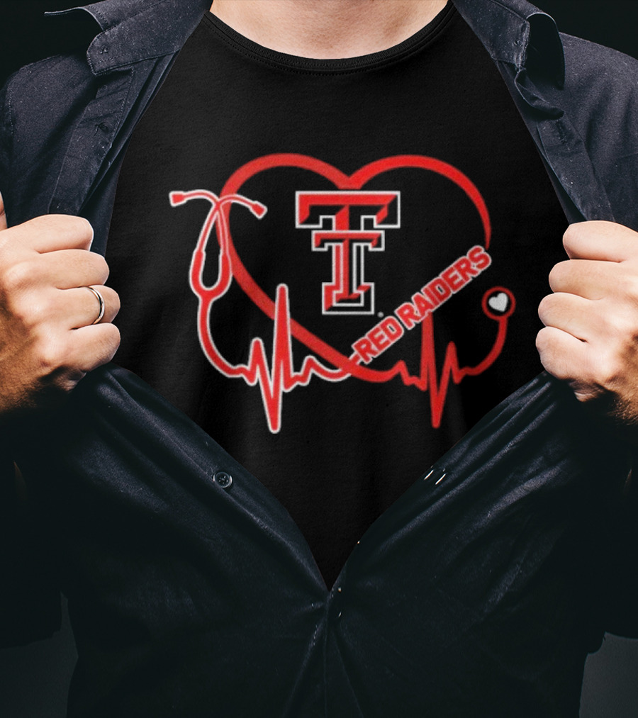 Texas Tech Red Raiders Heartbeat Nurse Stethoscope Icon T-Shirt