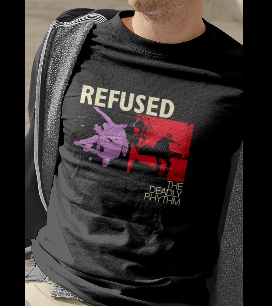 Refused The Deadly Rhythm Skater Red And Purple Imagery T-Shirt