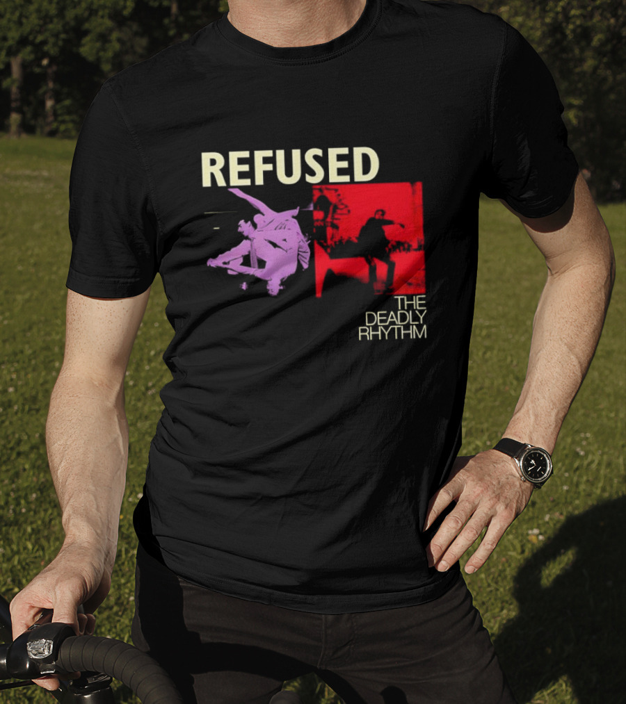 Refused The Deadly Rhythm Skater Red And Purple Imagery T-Shirt