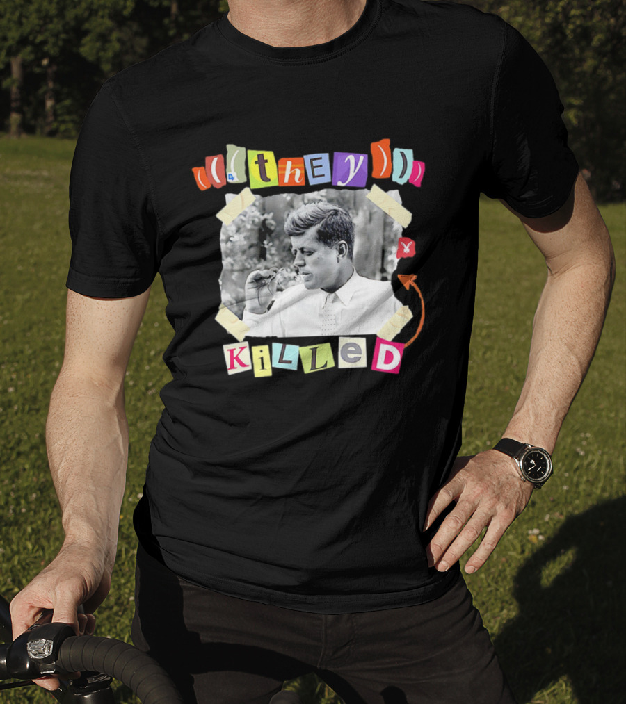 They Killed John F. Kennedy Smoking Retro Style T-Shirt