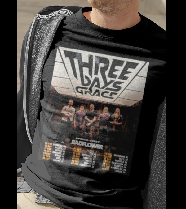 Three Days Grace UK And EU Tour 2025 Dates With Special Guests Badflower T-Shirt