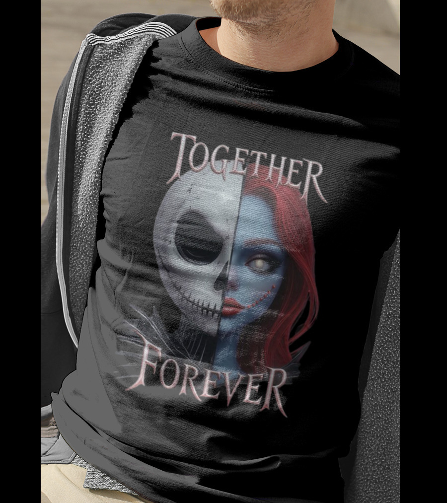 Together Forever Jack And Sally Half Face Mashup T-Shirt