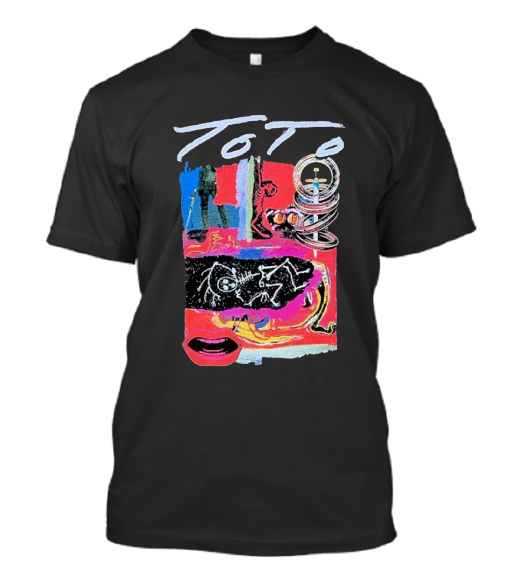 Toto Collage Album Art Iconic Retro Sword Lips Bold Colors T-Shirt