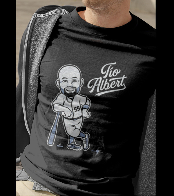 Tío Albert Baseball Player Cartoon With Bat And Number 55 T-Shirt