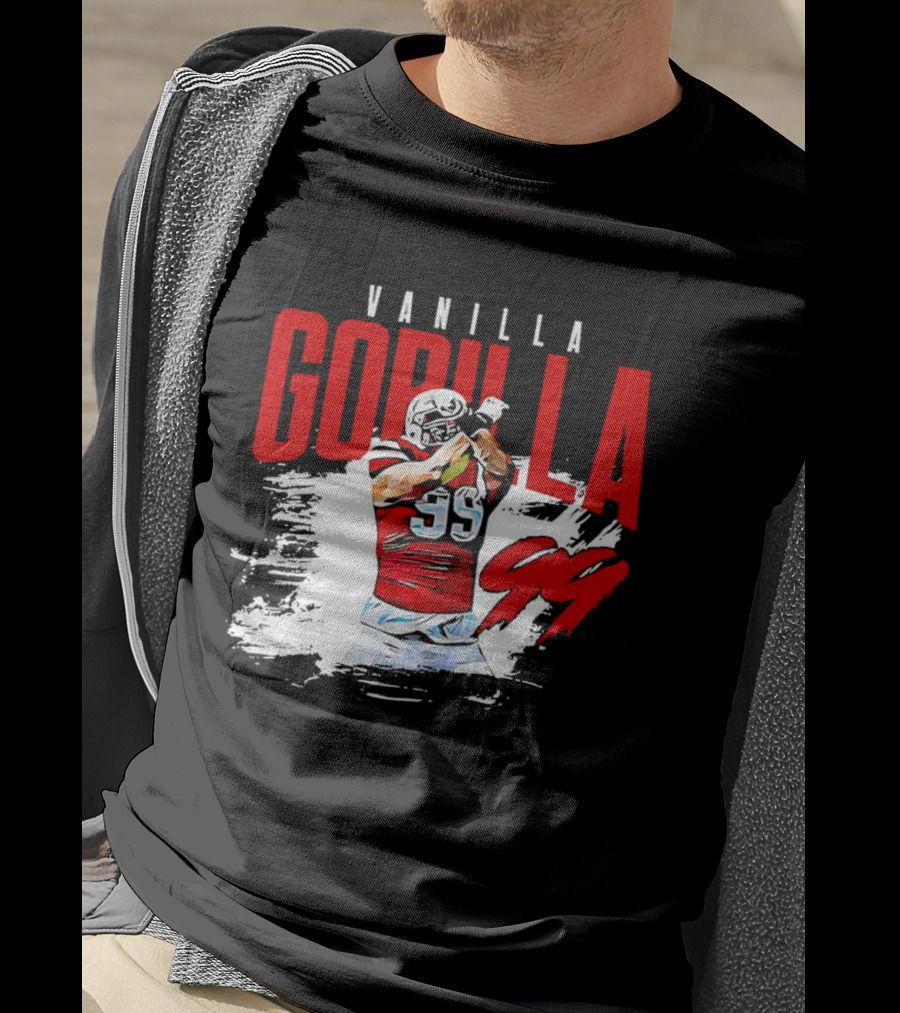 Vanilla Gorilla Number 99 Football Jersey Athlete Action Pose T-Shirt