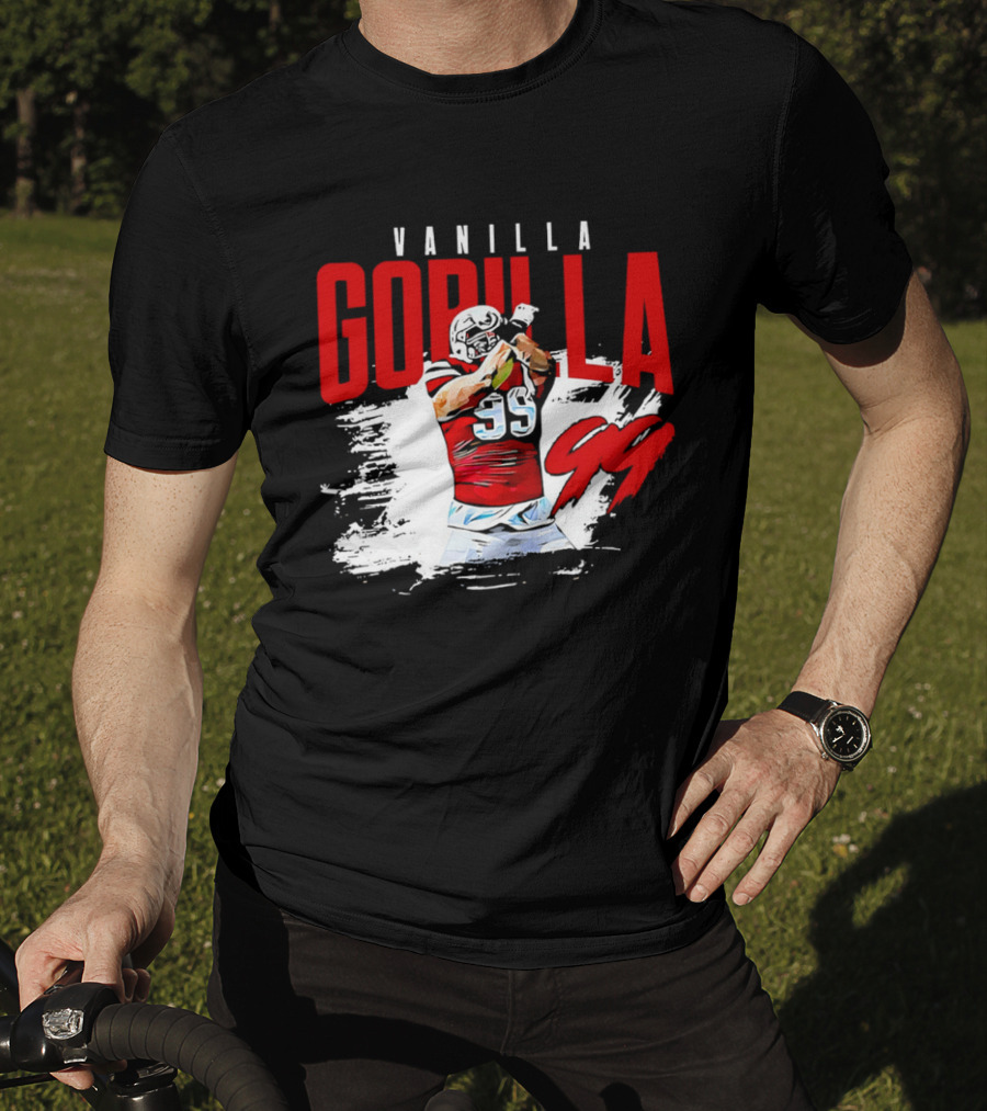 Vanilla Gorilla Number 99 Football Jersey Athlete Action Pose T-Shirt