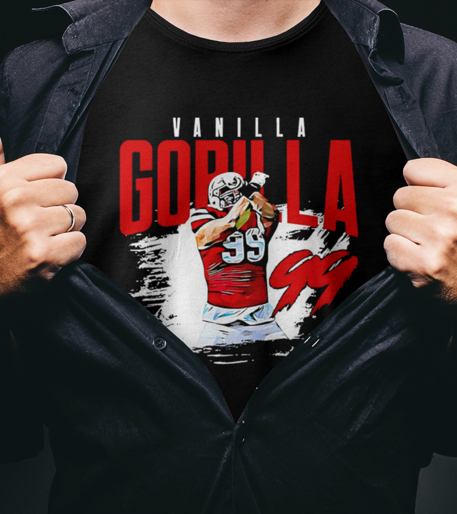 Vanilla Gorilla Number 99 Football Jersey Athlete Action Pose T-Shirt