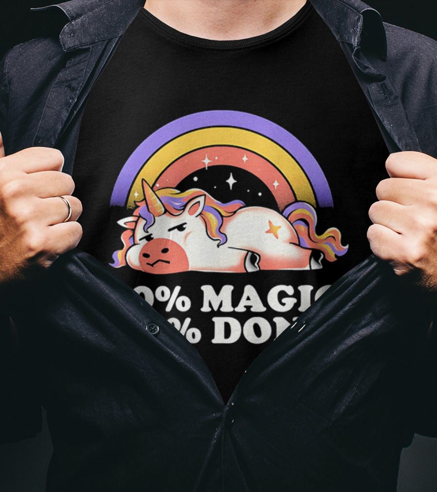 50% Magic 50% Done Unicorn Rainbow T-Shirt