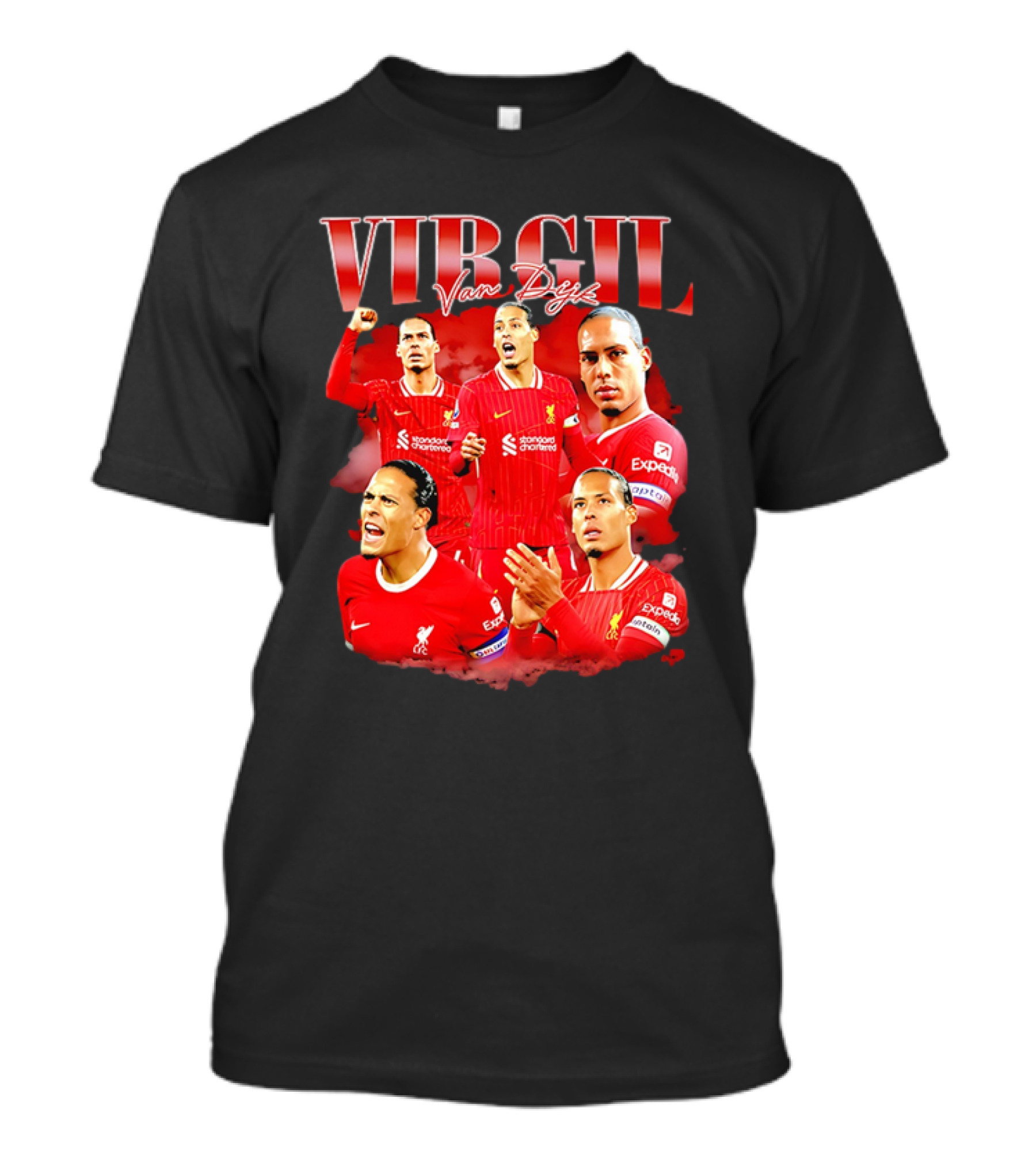 Virgil Van Dijk Liverpool FC Number 4 Captain Liverpool Red Jersey T-Shirt