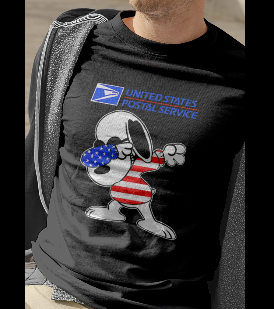 USPS United States Postal Service Snoopy Dabbing American Flag T-Shirt