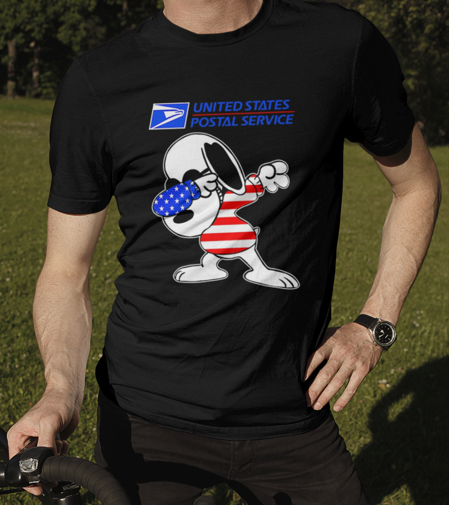 USPS United States Postal Service Snoopy Dabbing American Flag T-Shirt