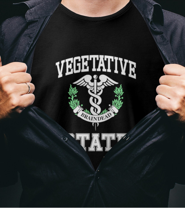 Vegetative State Caduceus Emblem Laurel Wreath T-Shirt