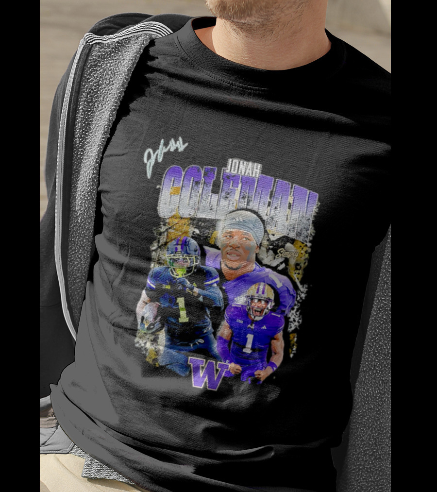 Jonah Coleman Washington Huskies Simply College Football W Player Signature T-Shirt