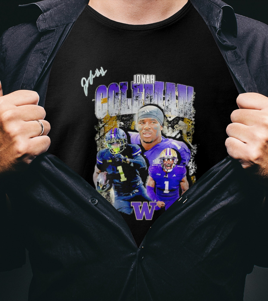 Jonah Coleman Washington Huskies Simply College Football W Player Signature T-Shirt