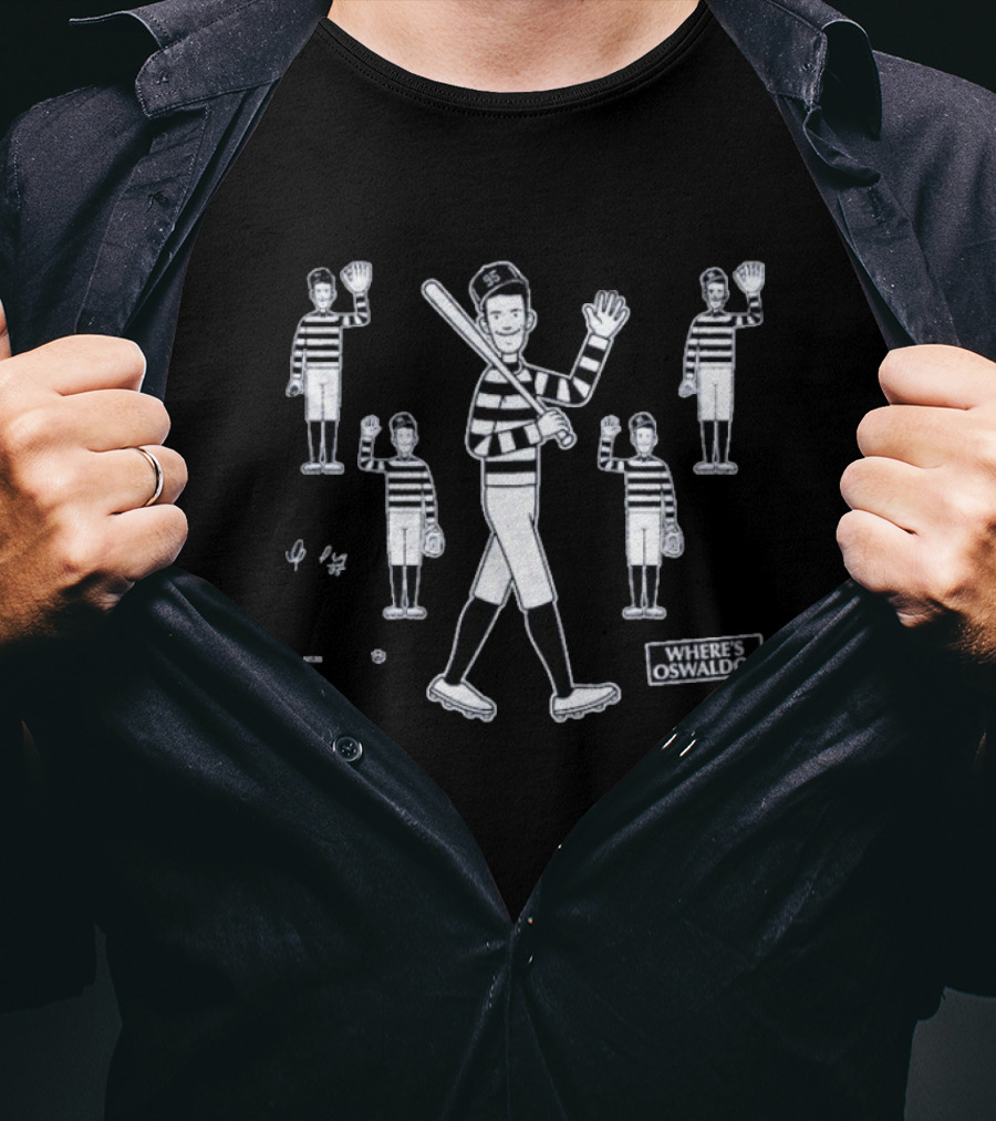 Where’s Oswaldo Baseball Player In Striped Jersey With Bat And Glove T-Shirt