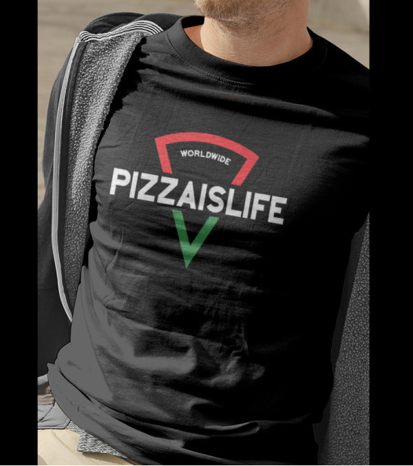 Worldwide Pizzaislife Pizza Slice Icon With Red Green Stripes T-Shirt
