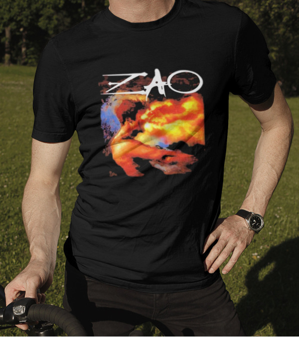 Zao Fiery Abstract Artwork With Dynamic Earth Tones T-Shirt