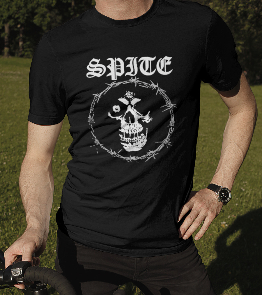 Spite Barbed Wire Skull Theme Pain Is A Place On Earth T-Shirt