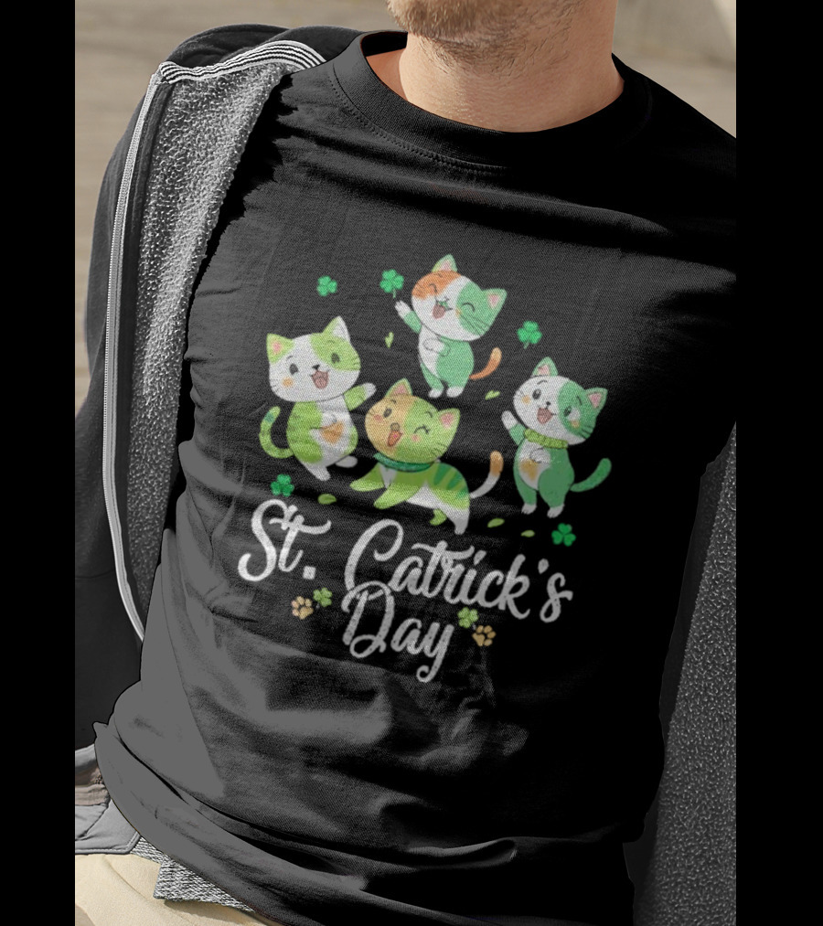St Catricks Day Cats St Patricks Day Cat Lover St Pattys T-Shirt