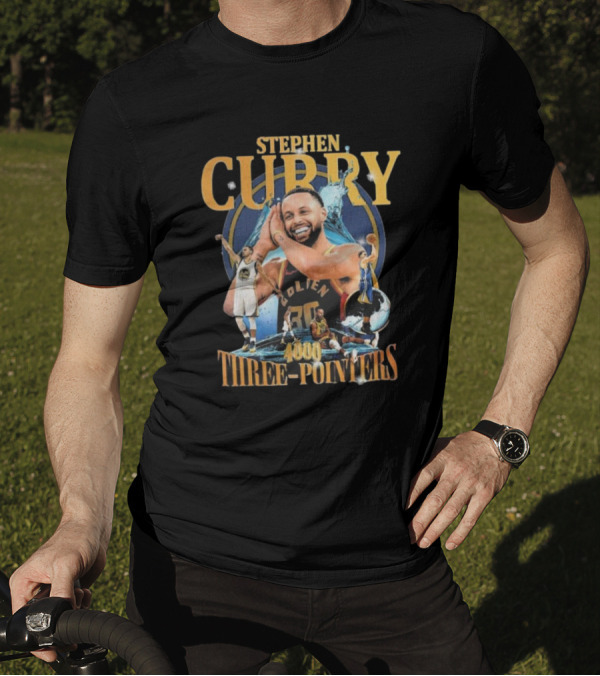 Stephen Curry Golden State 4000 Three-Pointers Celebration T-Shirt