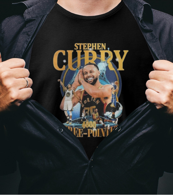 Stephen Curry Golden State 4000 Three-Pointers Celebration T-Shirt