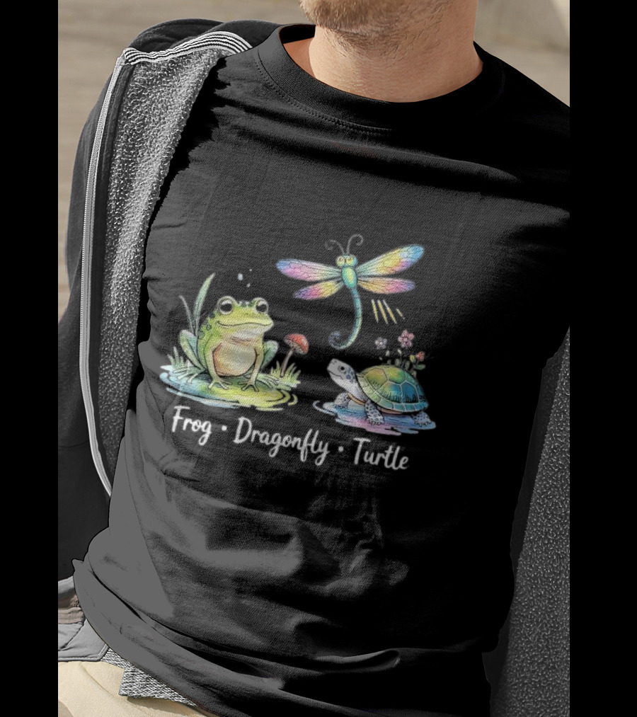Frog Dragonfly Turtle Subtle Political Humor T-Shirt