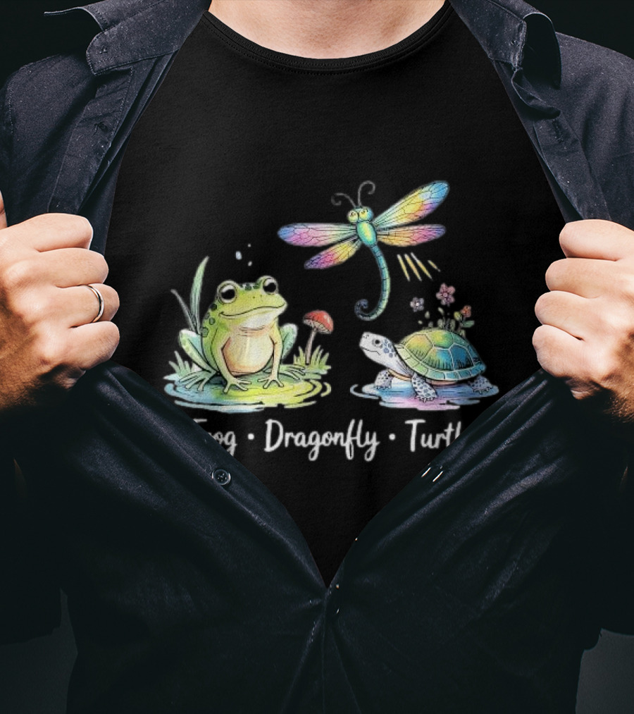 Frog Dragonfly Turtle Subtle Political Humor T-Shirt