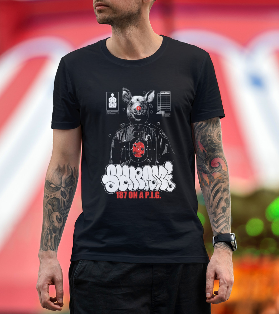 Sunami Pig 187 Target Shooting Pig Design T-Shirt