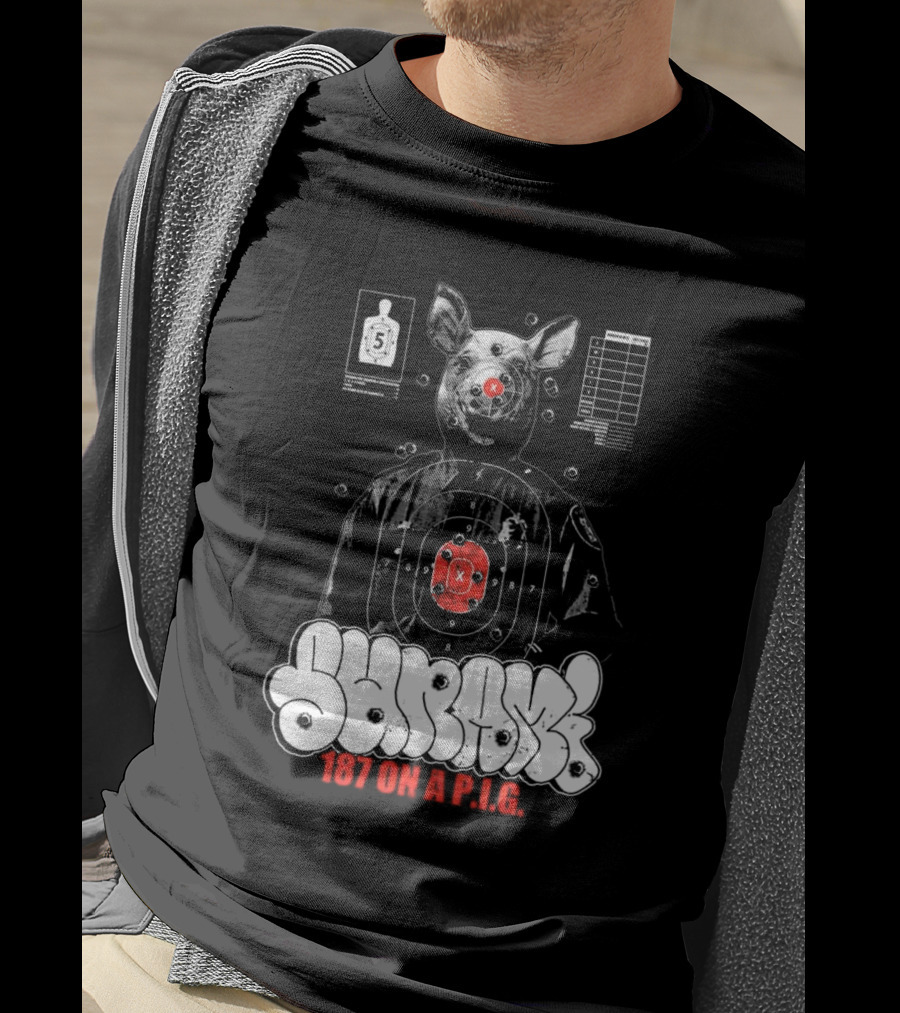 Sunami Pig 187 Target Shooting Pig Design T-Shirt