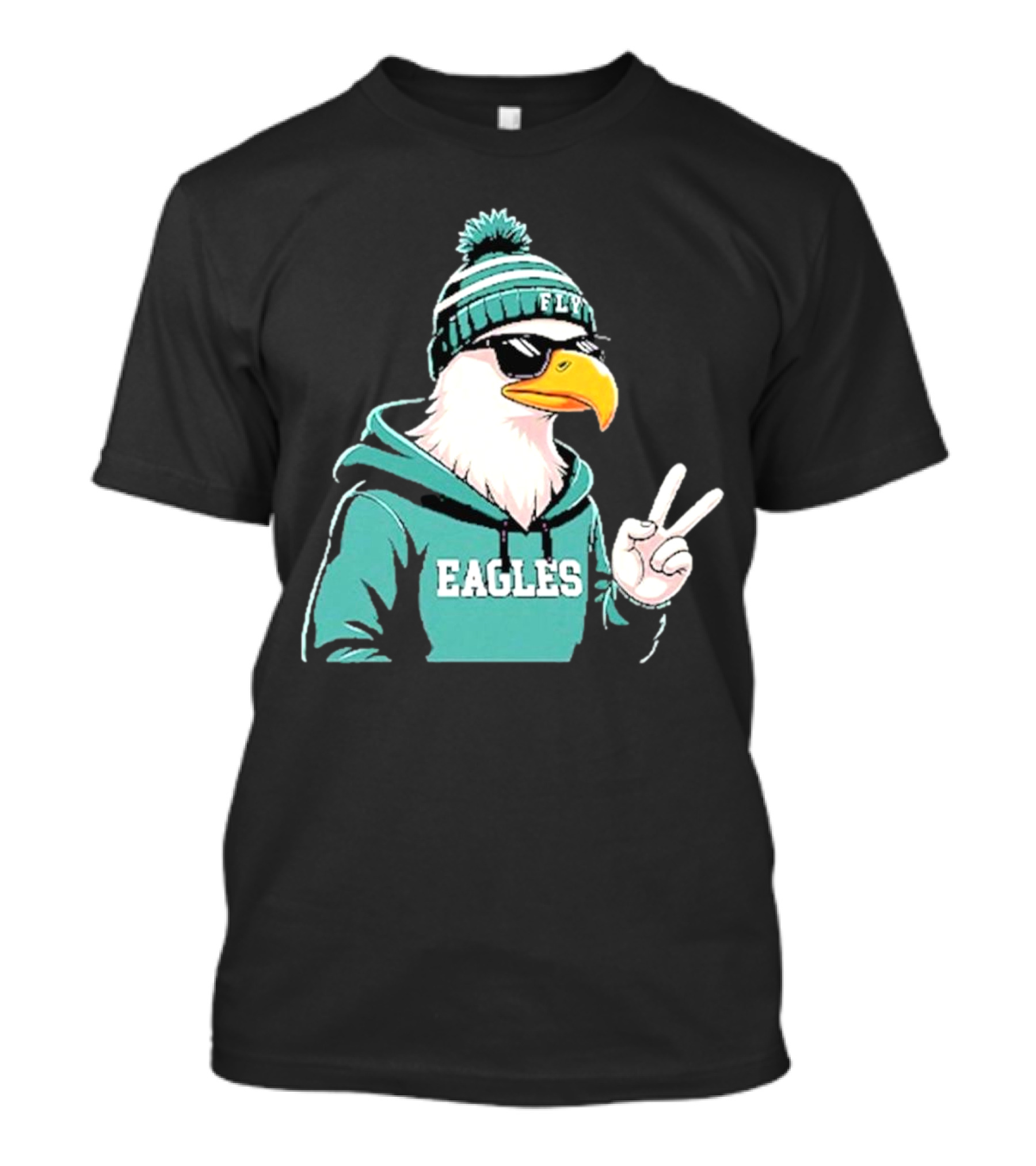 Fly Eagles Beanie Sunglasses Peace Sign T-Shirt