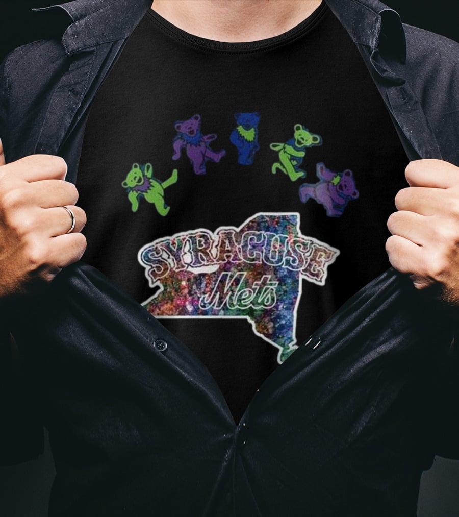 Syracuse Mets Grateful Dead Night 2025 New York Tie-Dye Dancing Bears T-Shirt