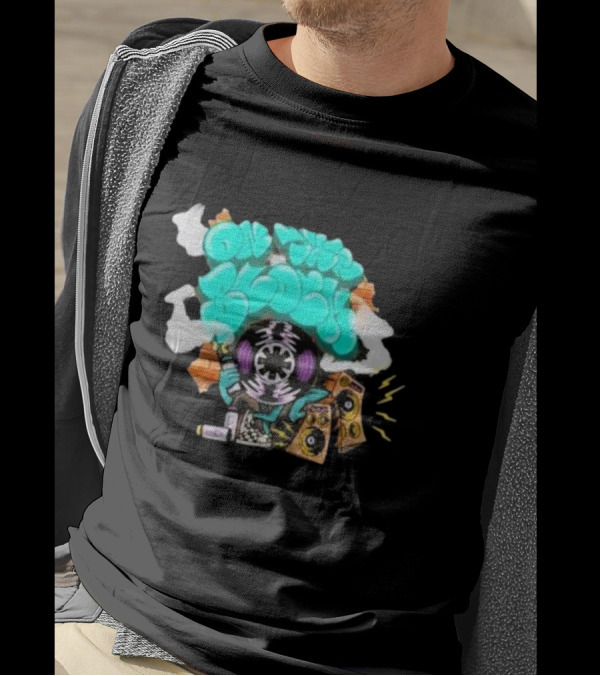 Old This Block Graffiti Tape Art With Speakers And Lightning T-Shirt