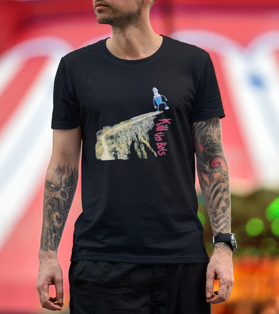 Tari Is For Humans Kill The Bots Robot on Cliff Edge T-Shirt