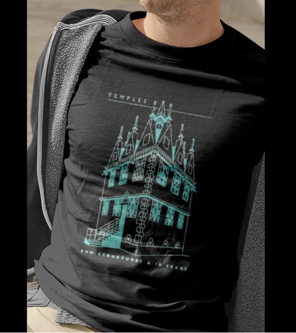 Temple Sun Structure Blueprint Isometric 2025 T-Shirt