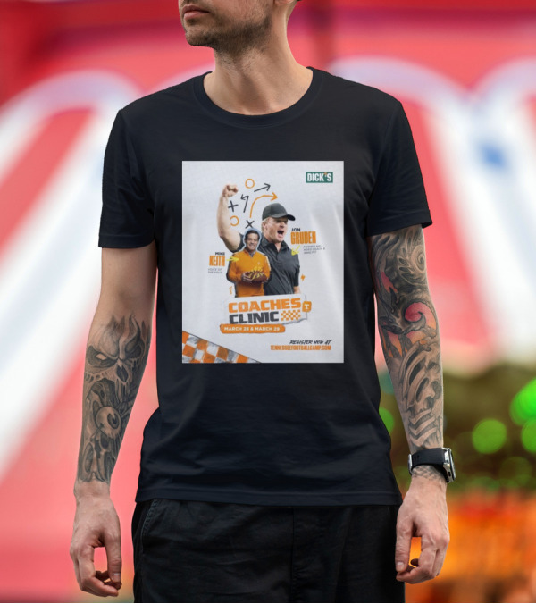 Premium T-Shirt: Tennessee Vols Coaches Clinic March 28-29 Mike Keith Voice of the Vols Jon Gruden Former NFL Head Coach Analyst T-Shirt Tennessee Vols Coaches Clinic March 28-29 Mike Keith Voice of the Vols Jon Gruden Former NFL Head Coach Analyst T-Shirt