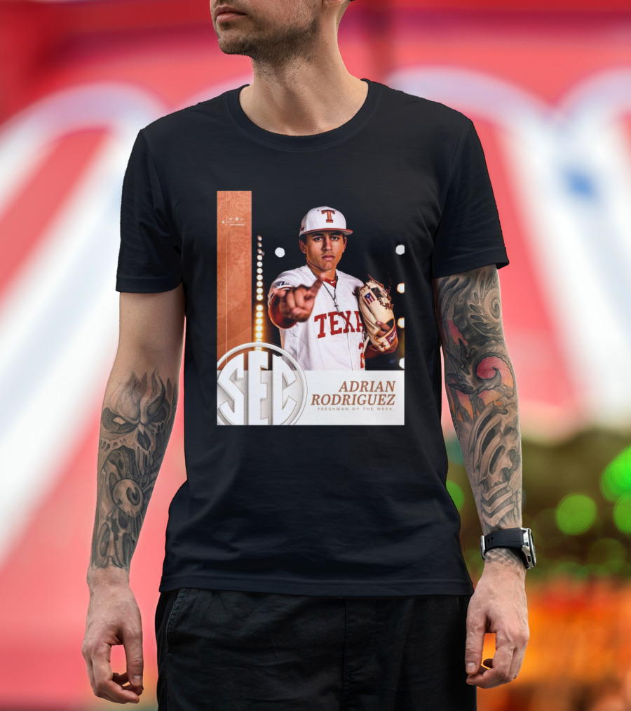 Texas Longhorns Adrian Rodriguez SEC Freshman Of The Week Baseball 2025 T-Shirt