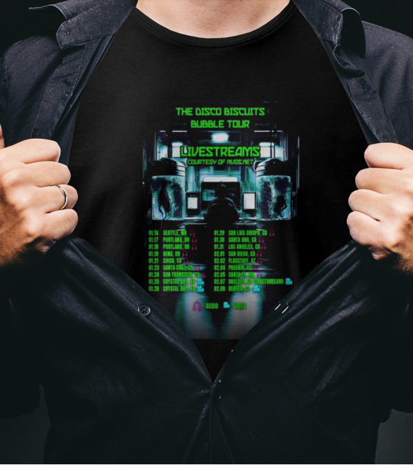 The Disco Biscuits Bubble Tour Livestreams 2025 West Coast Dates By Nugs.net T-Shirt